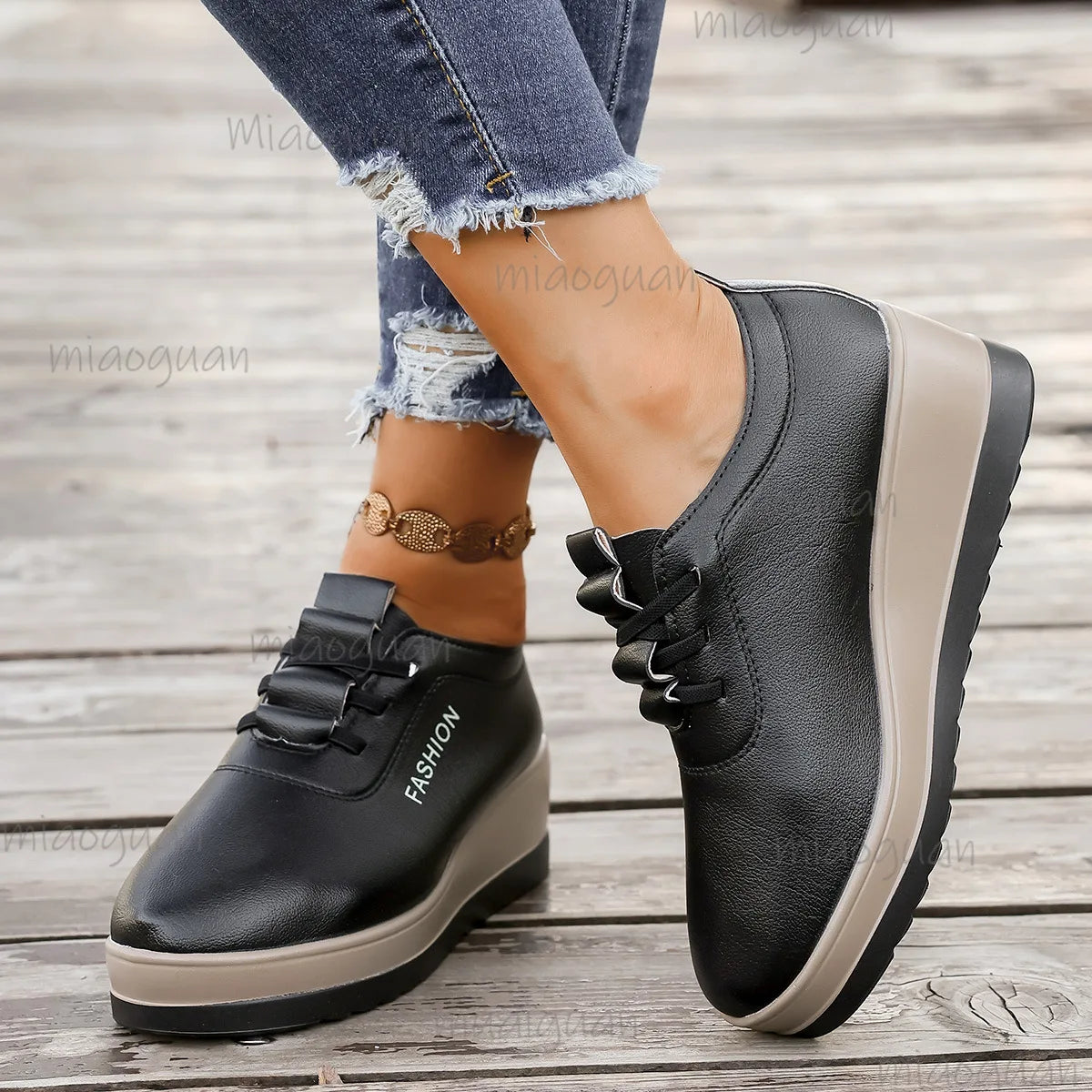 Women's Wedge Platform Sneakers – Height Increasing Lace-Up Wedge Sneakers Axl