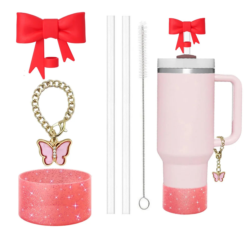 6-Piece Stanley Cup Accessories Set – Straw Covers & Charm Tumbler Accessories Set Axl Red