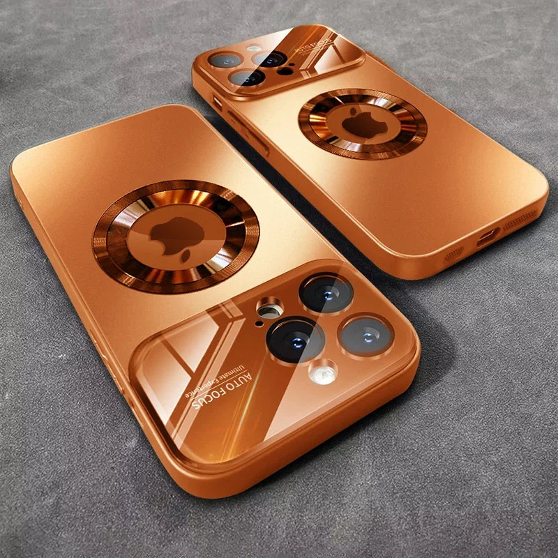 Titanium Metallic Magnetic iPhone Case – MagSafe Compatible Magnetic Phone Case Axl Orange iPhone 13 Pro Max