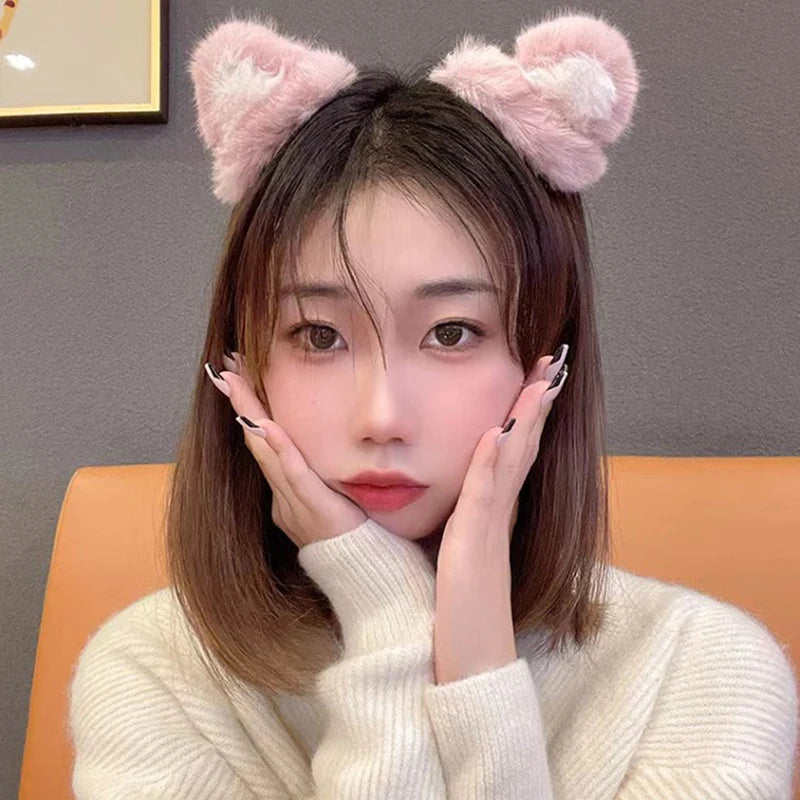 Girls Fluffy Cat Ear Hairpin – Cute Cartoon Bang Clip Hair Clip Axl
