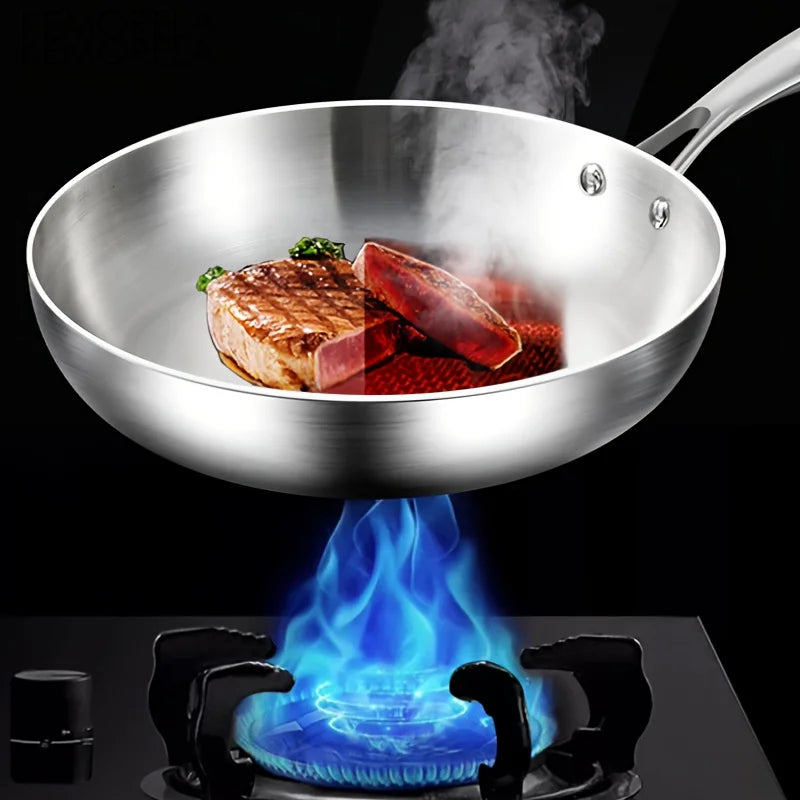 KEMORELA 316 Stainless Steel Frying Pan – Mirror Polished Stainless Steel Frying Pan Axl