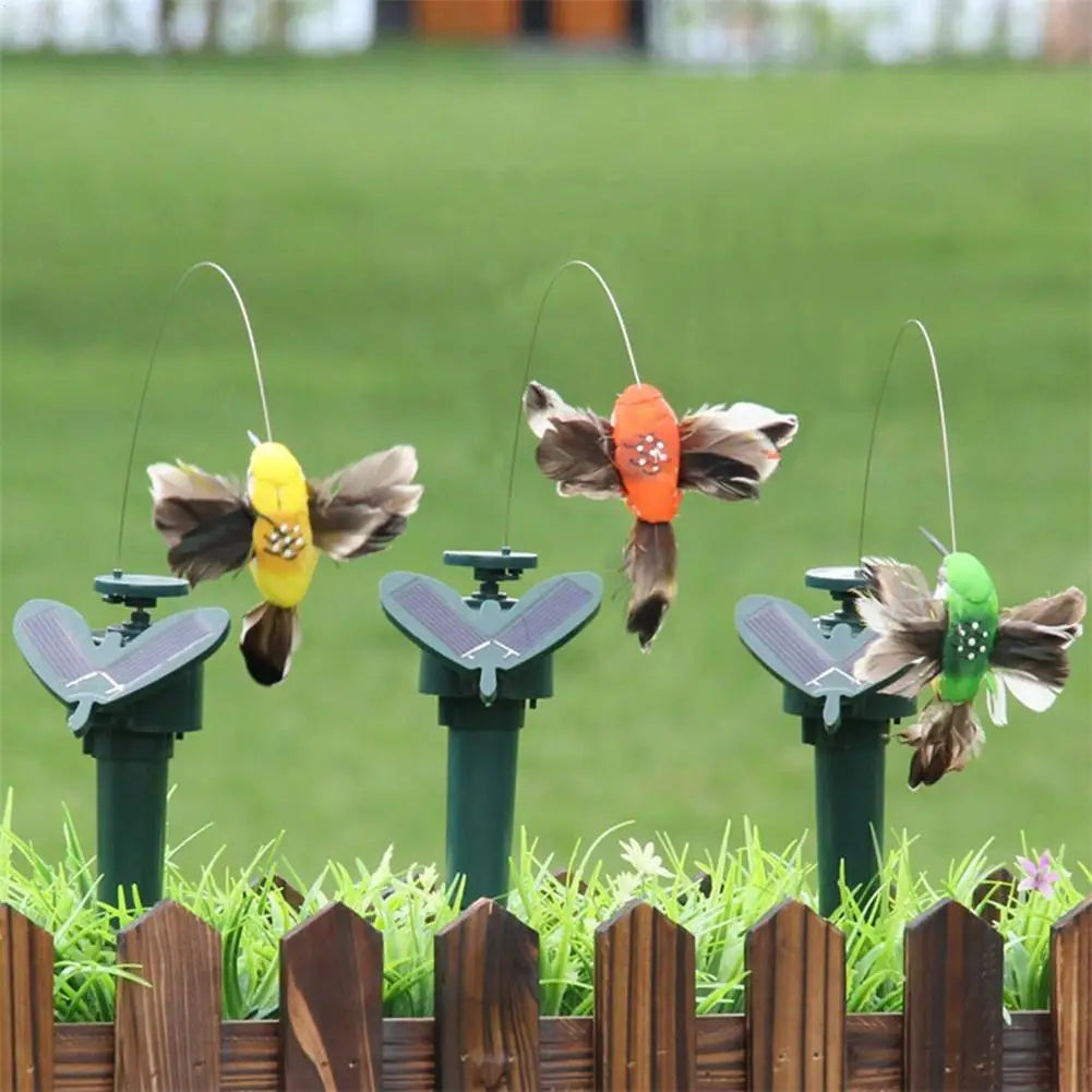 Solar Flying Hummingbird Garden Decor – Wobble Flutter Bird Solar Garden Decor Axl