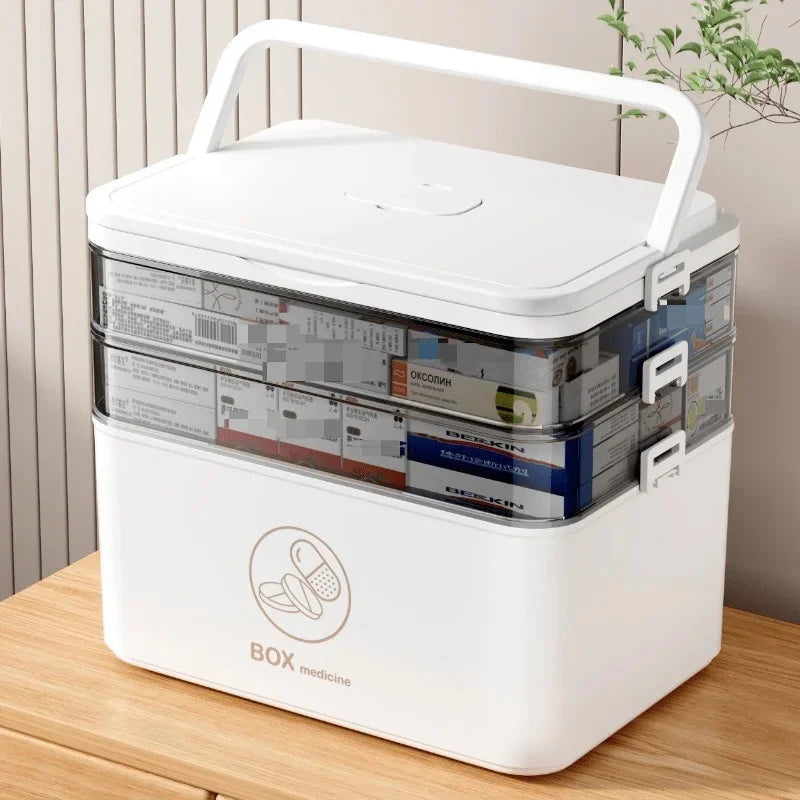 3-Tier Home Medicine Storage Box – Leak-Resistant Organizer Medicine Storage Box Axl