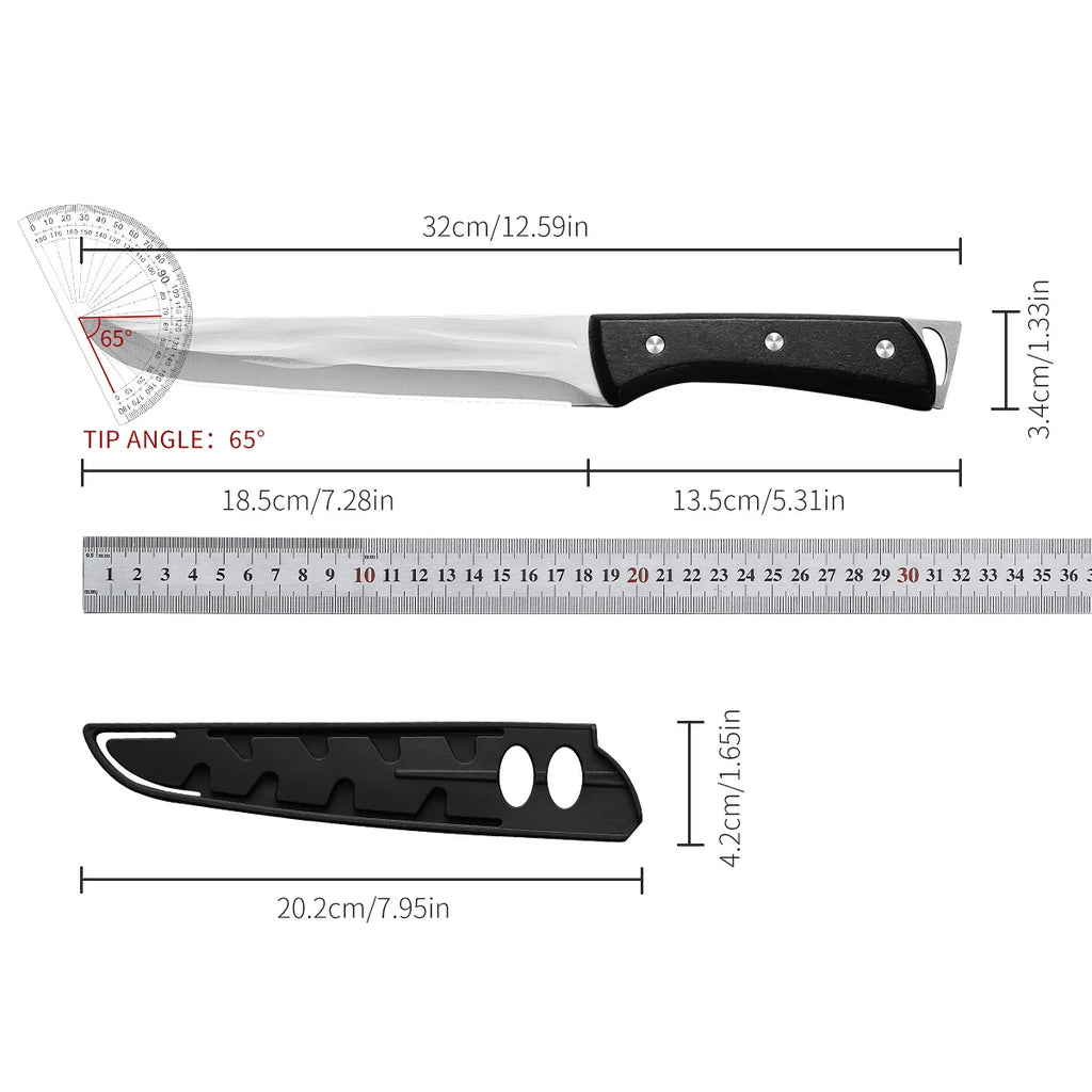 SHENJIU Stainless Steel Meat Cleaver – Wood Handle & Sheath Meat Cleaver Axl