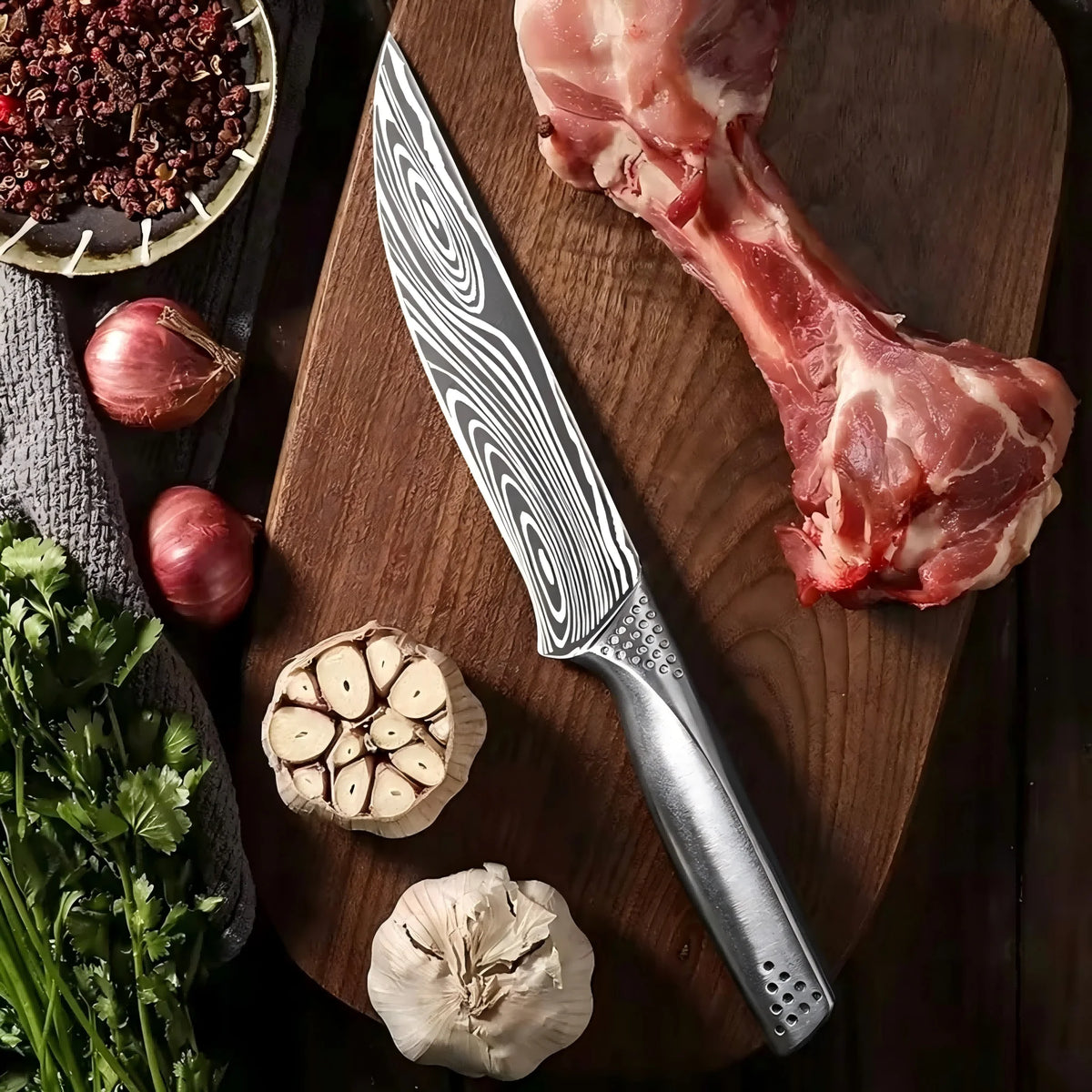 PLYS Damascus Chef Knife – Stainless Steel Boning & Meat Slicer Chef's Knife Axl B