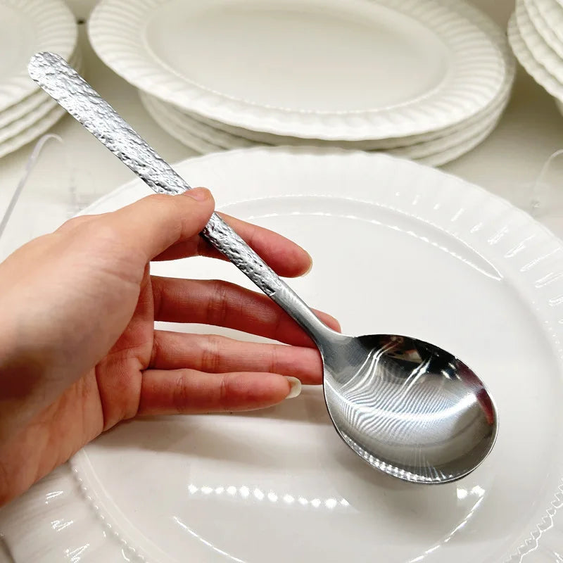 Glacier Hammered Stainless Steel Flatware Set – Forks & Spoons Flatware Set Axl silver