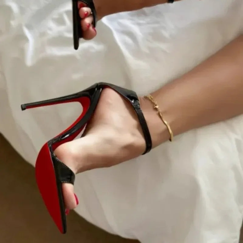Women's 12cm Stiletto Sandals – Pointed Toe Buckle Strap Stiletto Heeled Sandals Axl