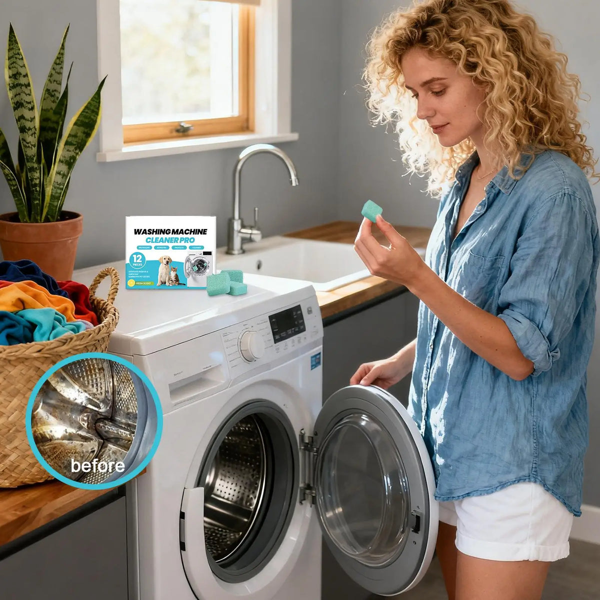 12-Pack Pet Hair Washing Machine Cleaner & Descaler Tablets Washing Machine Cleaner Axl