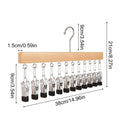 Wood Pants Hanger 12 Clips – Space-Saving Wardrobe Organizer Clothing Hanger Organizer Axl Natural wood