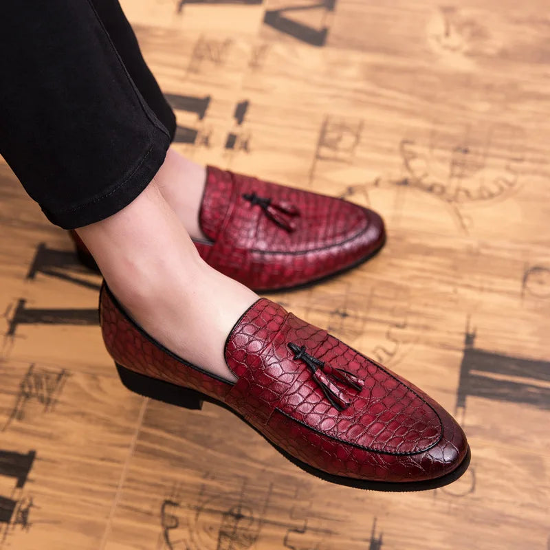 Men's Pointed Toe Slip-On Loafers – Soft PU Leather Business Shoes Men's Loafers Axl