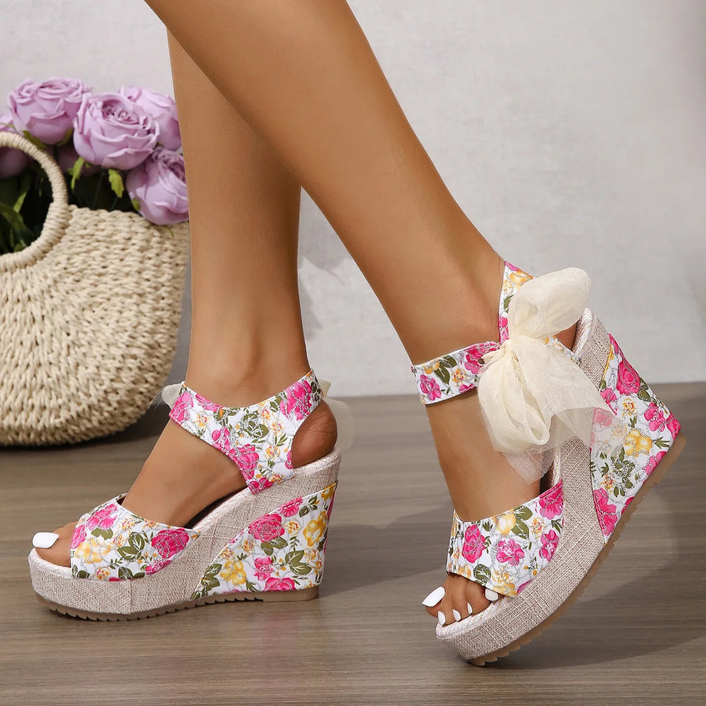 Women's Platform Wedge Sandals – Open Toe Summer Print Platform Wedge Sandals Axl