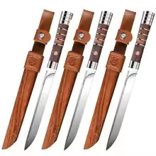 Professional Stainless Steel Kitchen Knife with Leather Sheath Kitchen Knife Axl Gold