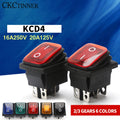 KCD4 Rocker Switch ON/OFF 4-Pin 6-Pin Illuminated 16A 250V Rocker Power Switch Axl BLUE 4PIN 125-250V|2 gear