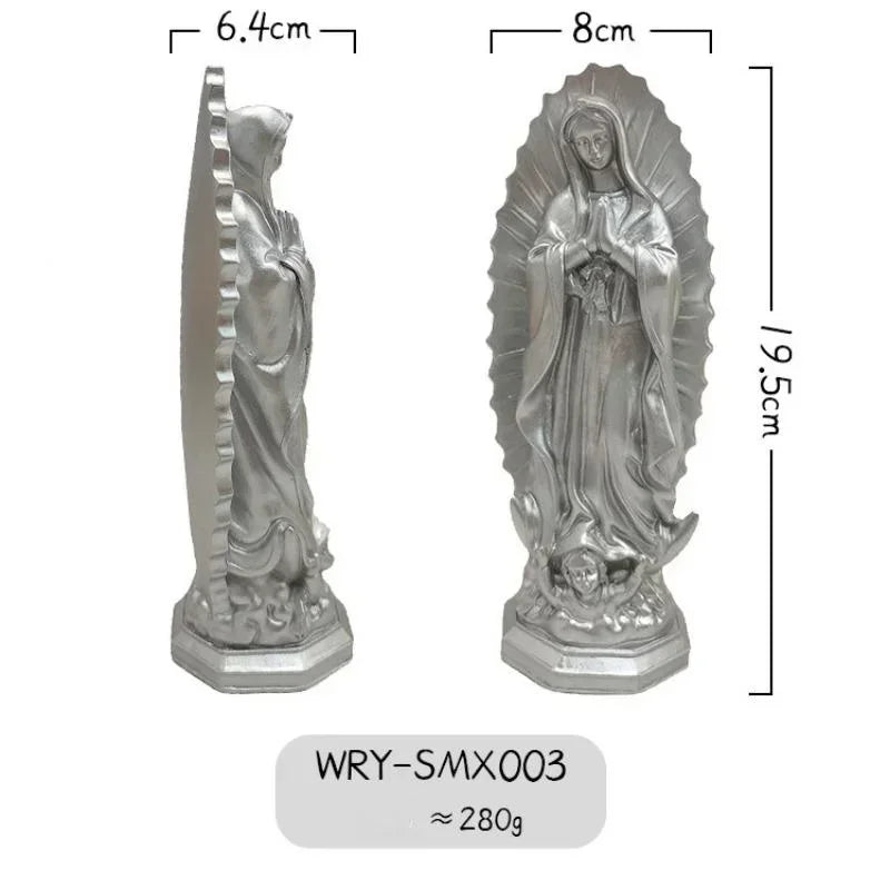 Virgin Mary Resin Figurine – Madonna Home & Porch Decor Religious Figurine Axl Silver