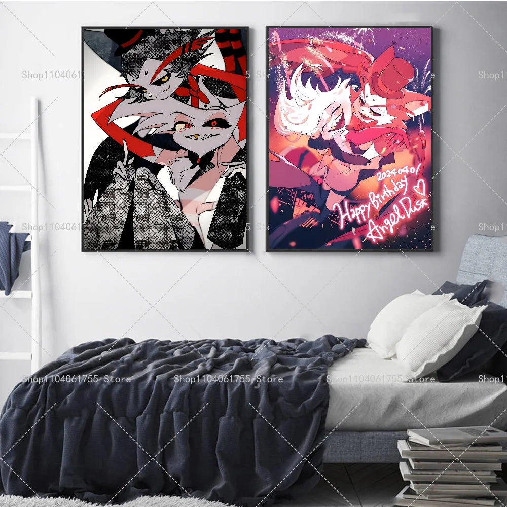 Hazbin Hotel Angel Dust & Alastor Wall Poster Sticker Wall Art Poster Axl