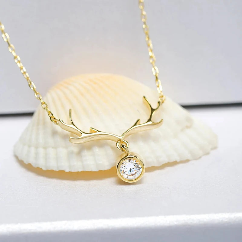 Huitan Christmas Elk Pendant Necklace – Cubic Zirconia 3 Colors Pendant Necklace Axl