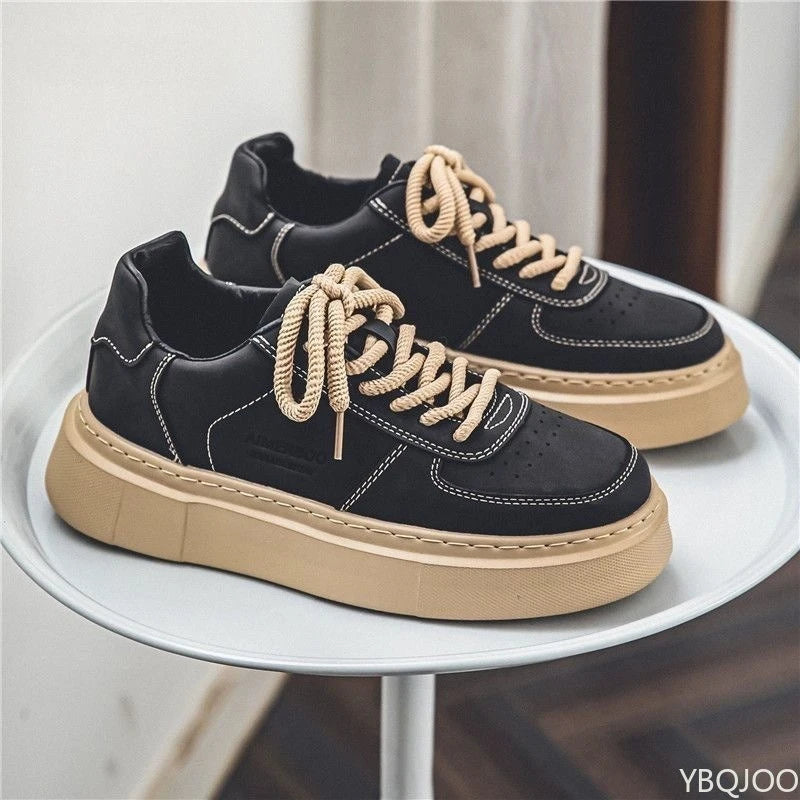 YBQJOO Men's Casual Board Shoes – Trendy Lace-Up Sneakers Casual Board Shoes Axl