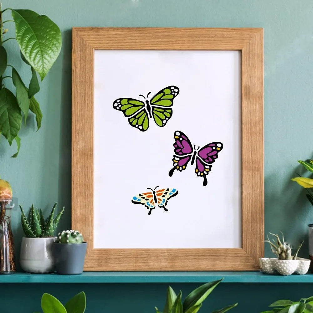 Butterfly Stencils 11.8" Square – 6 Reusable PET Patterns Craft Painting Stencil Axl