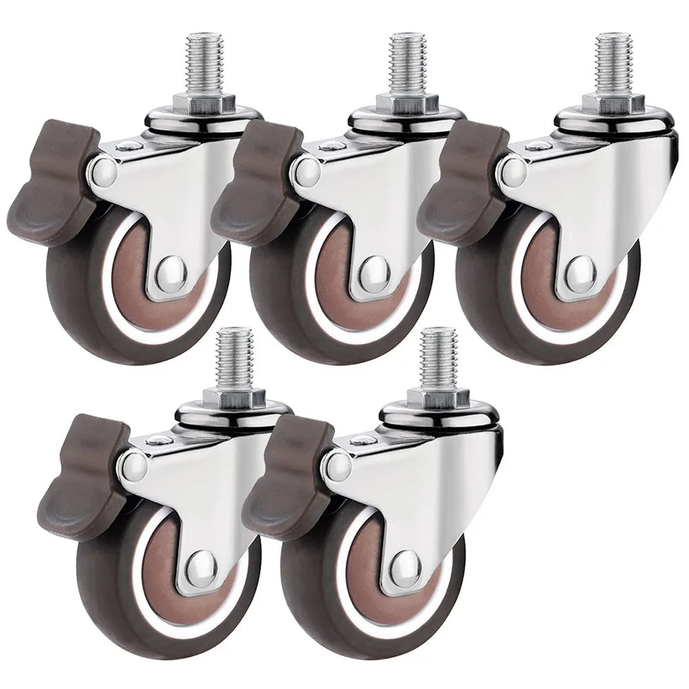 4-Pack Swivel Casters 1.5" & 2" TPE Rubber M10 Stem with Brakes Swivel Casters Axl