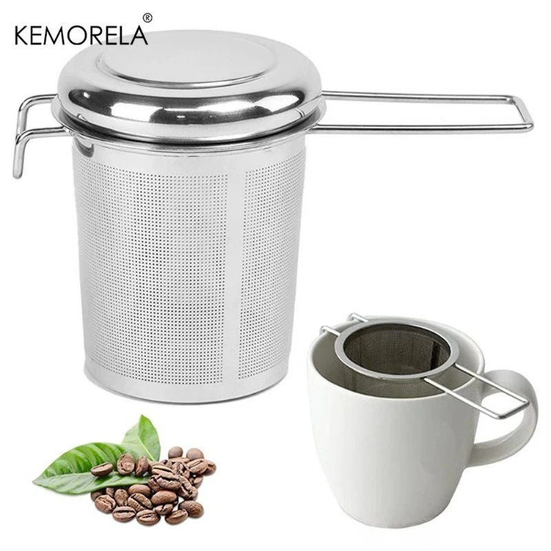 Collapsible Stainless Steel Tea Strainer with Lid | KEMORELA Tea Strainer Axl