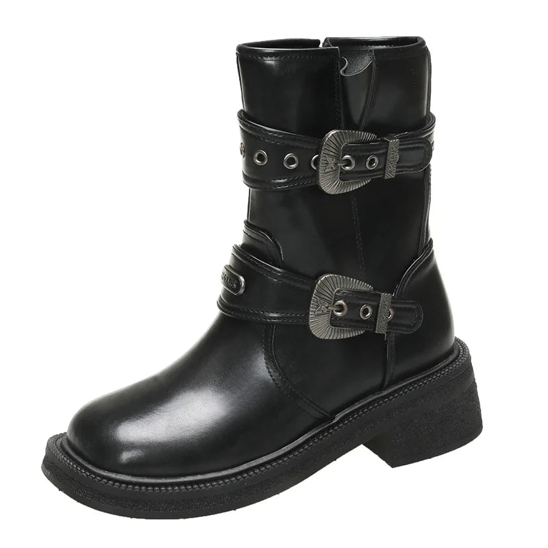 Women's Punk Lace-Up Ankle Boots – Chunky Combat Booties Combat Ankle Boots Axl Black 40