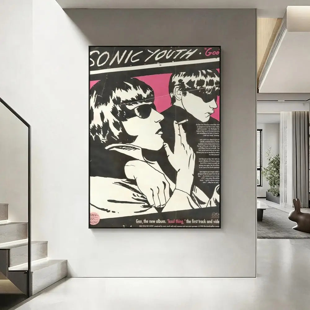 Sonic Youth Band HD Poster – Waterproof Sticky Wall Art Decor Music Wall Poster Axl White3 21X30cmNoframe