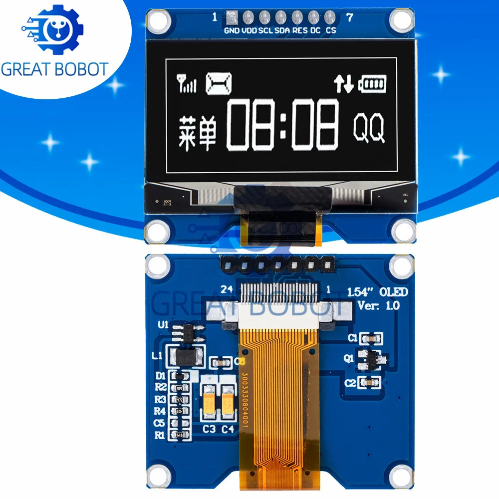 1.54" OLED Module 128x64 SPI SSD1309 – White/Blue Display OLED Display Module Axl Default Title