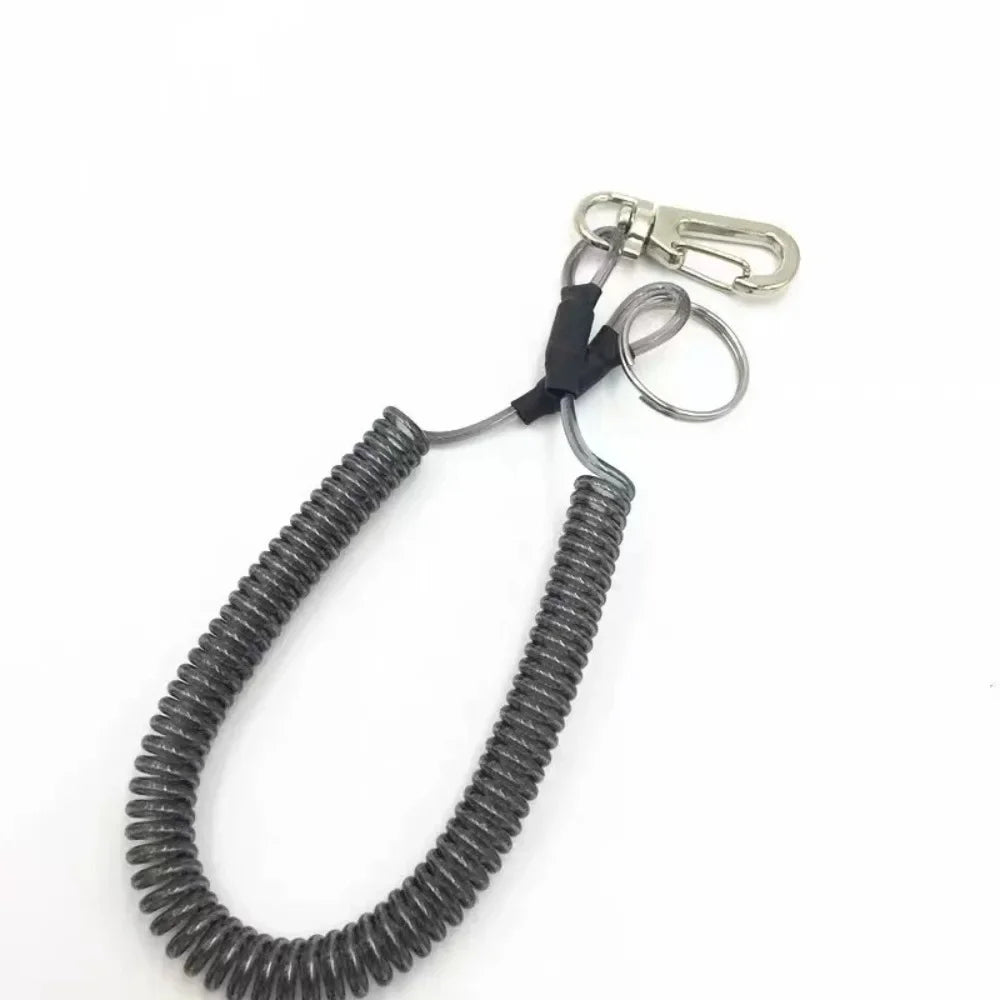 Steel Wire Spring Rope Lanyard with Carabiner – 1.5m Stretch Spring Rope Lanyard Axl