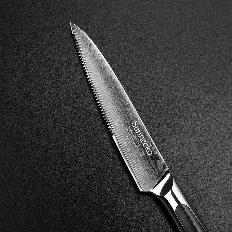 Sunnecko 5" Damascus Steak Knife – 73-Layer VG10 Steel Damascus Steak Knife Axl