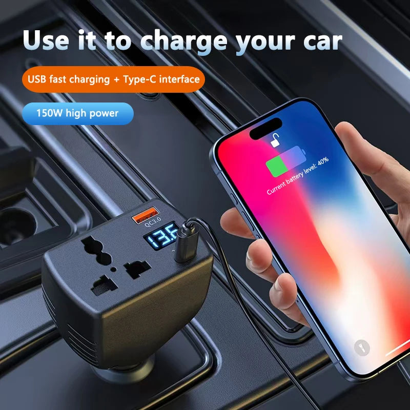 150W Car Power Inverter DC 12V/24V to 220V AC + USB Charger Car Power Inverter Axl