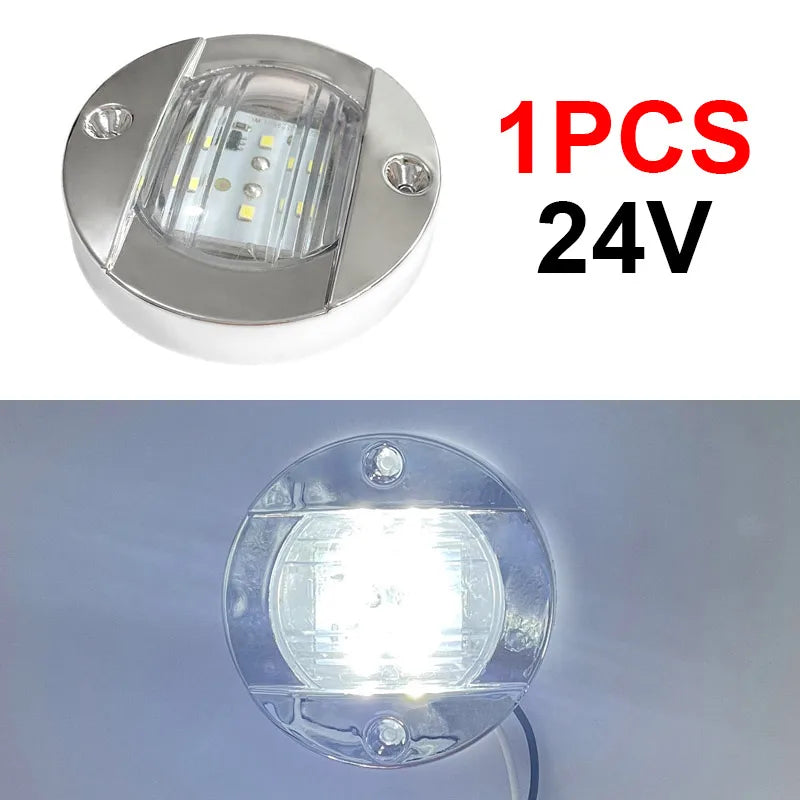 DC 12V/24V Marine LED Stern Light – Round IP67 Boat Tail Lamp Marine LED Light Axl 24V White 1Pcs