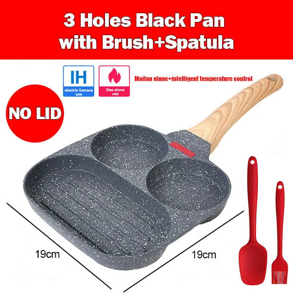 PGY 4-Cup Nonstick Egg Frying Pan with Lid | Omelet Pan Nonstick Egg Pan Axl Black 3 holes