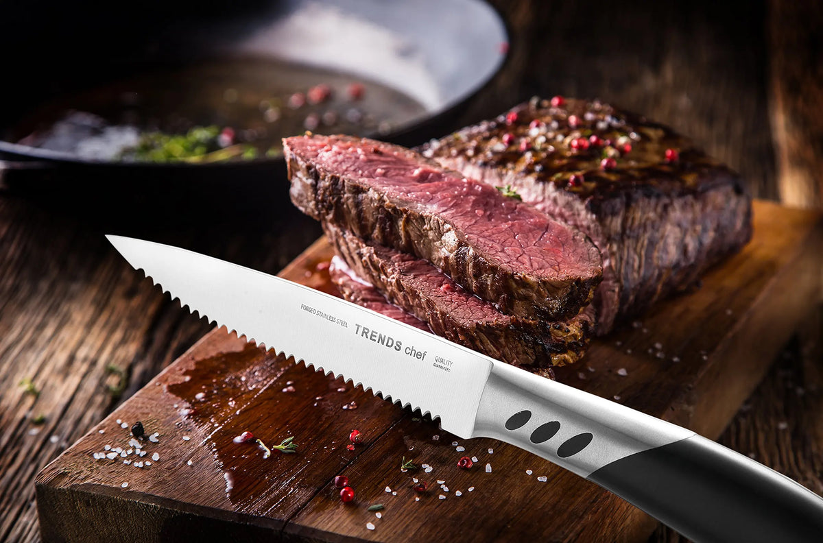 6-Piece Serrated Steak Knife Set – German Stainless Steel Steak Knife Set Axl
