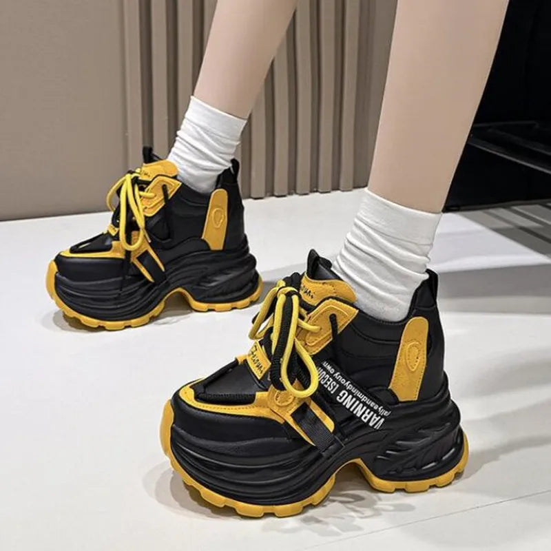 Women's 9CM Chunky Platform Sneakers – Breathable Lace-Up Dad Shoes Platform Sneakers Axl