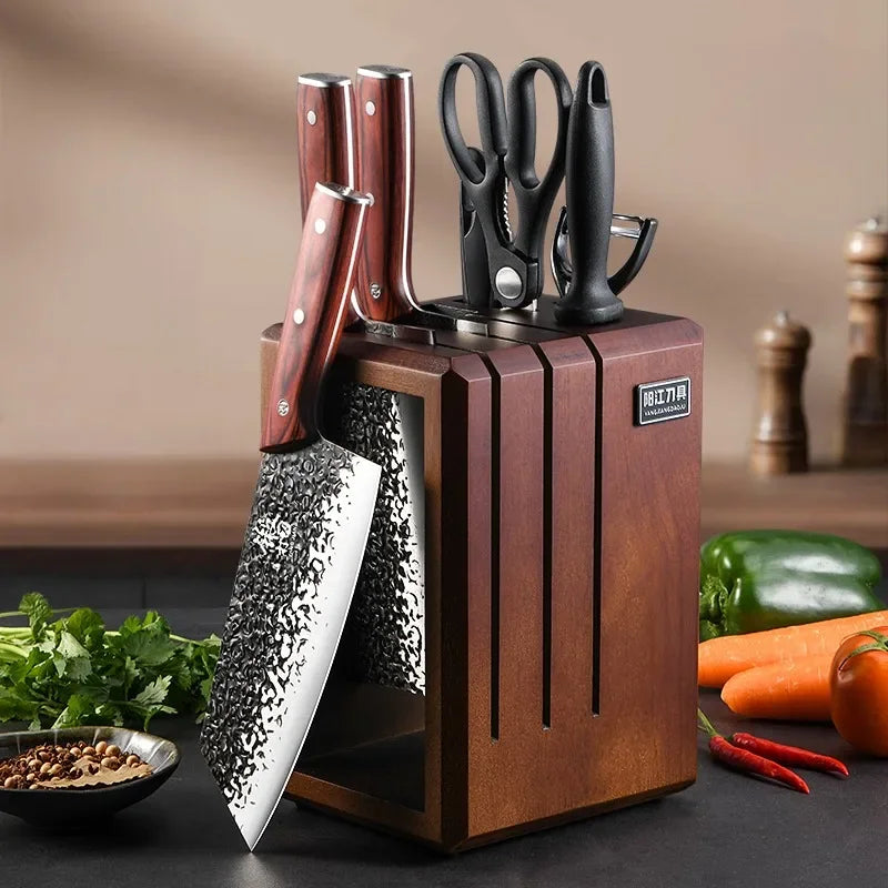 PLYS 8-Piece Sandalwood Chef Knife Set – Forged Stainless Steel Kitchen Knife Set Axl