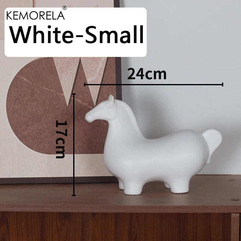 Nordic Ceramic Horse Ornament | Home & Office Decor Gift Ceramic Figurine Axl White S