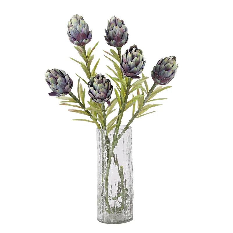3-Pack Artificial King Protea Flower Branches | Faux Silk Décor Artificial Flower Stems Axl