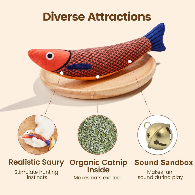 3D Catnip Fish Cat Toy – Plush Interactive Kitten Chew Toy Cat Plush Toy Axl