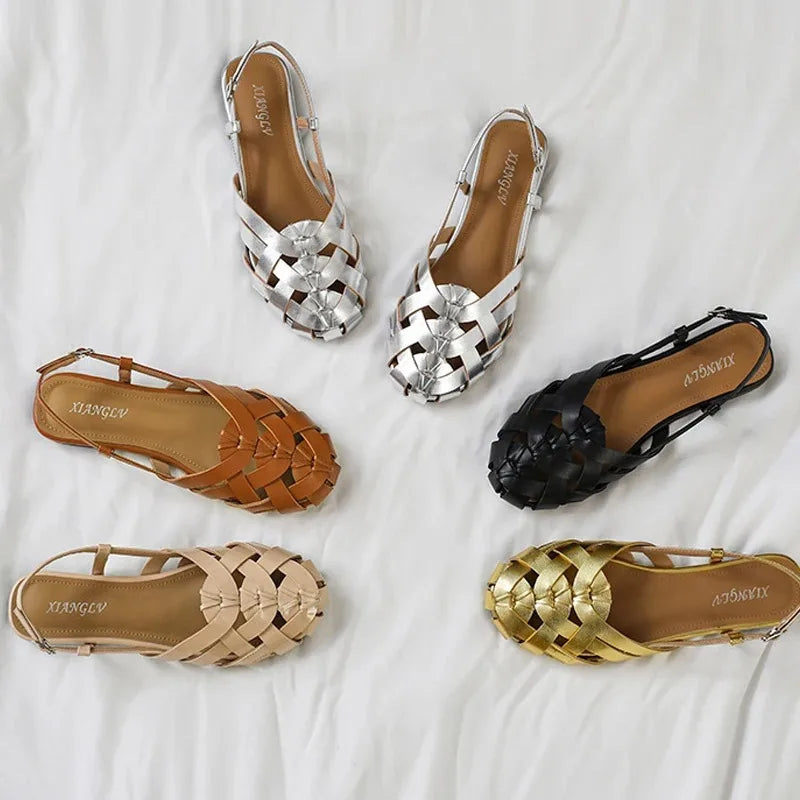 Women's Woven Roman Slingback Sandals – Elegant Summer Shoes Women's Sandals Axl