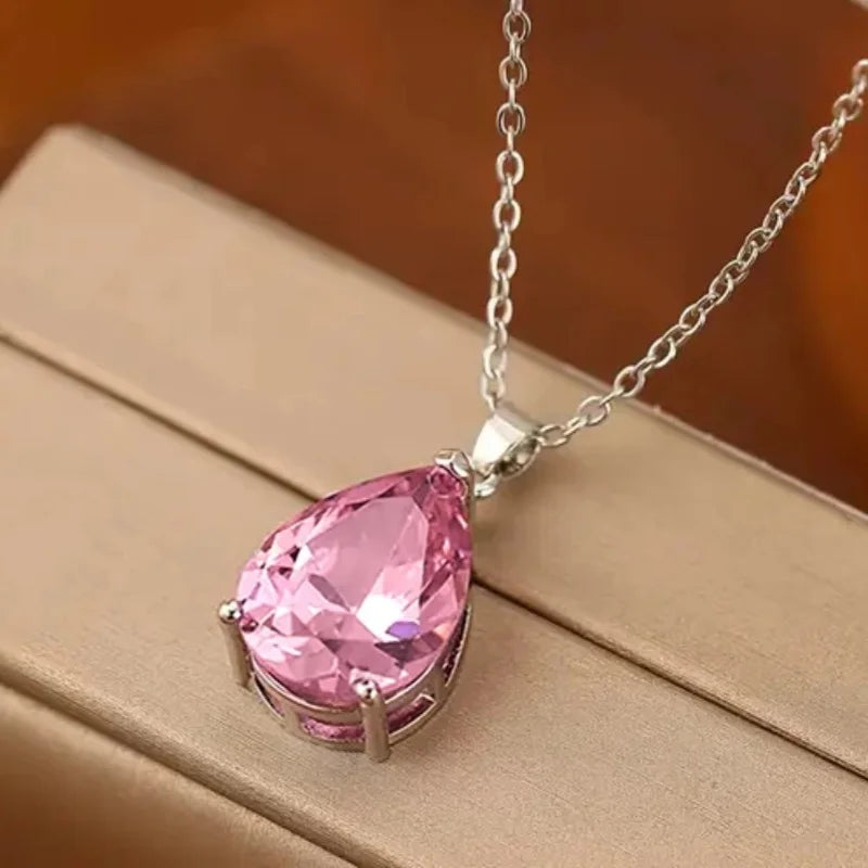 Huitan Cubic Zirconia Pendant Necklace – Bridal & Wedding Pendant Necklace Axl