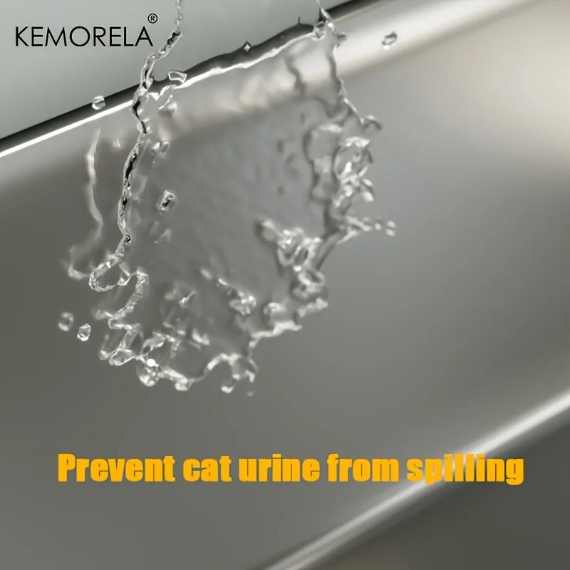 KEMORELA XL Stainless Steel Cat Litter Box with Lid – 60×50cm Cat Litter Box Axl