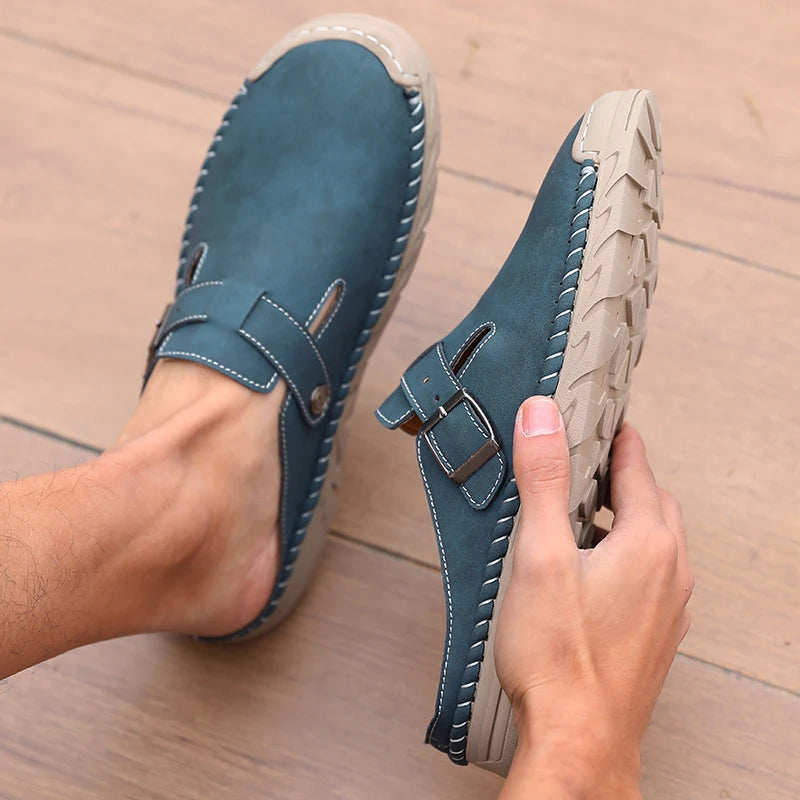 Women's Closed-Toe Anti-Slip Flat Slippers – Indoor & Outdoor Flat Slippers Axl Blue 43