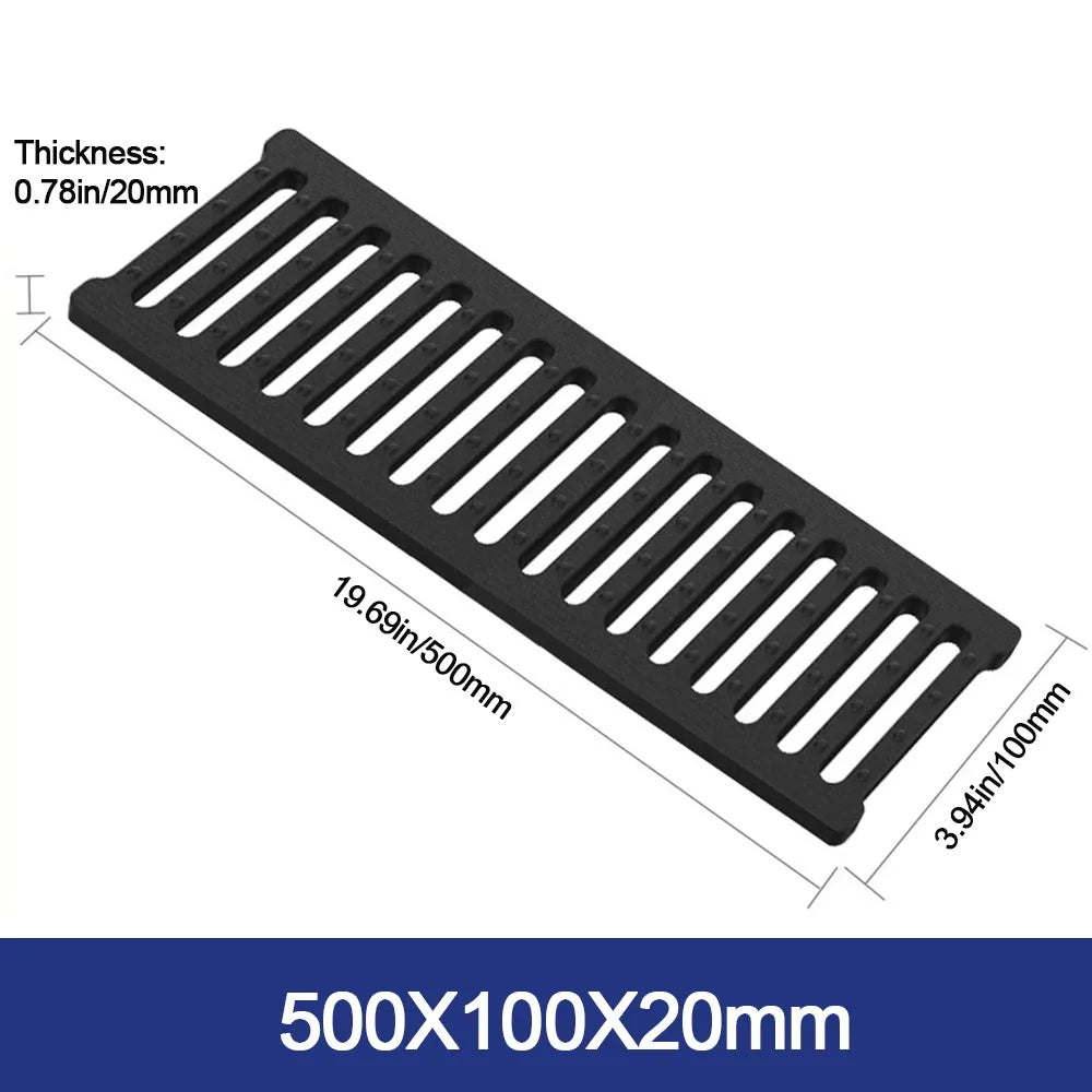 Resin Plastic Trench Drain Cover Grate – Garage, Driveway & Outdoor Drain Cover Grate Axl 500X100X20mm