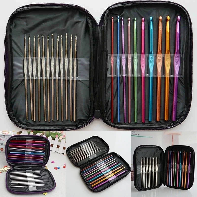 22-Piece Crochet Hook Set – Aluminum Knitting Needles 2–8mm Crochet Hook Set Axl