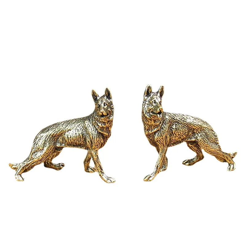 Vintage Brass German Shepherd Dog Statue Miniature Figurine Brass Animal Figurine Axl