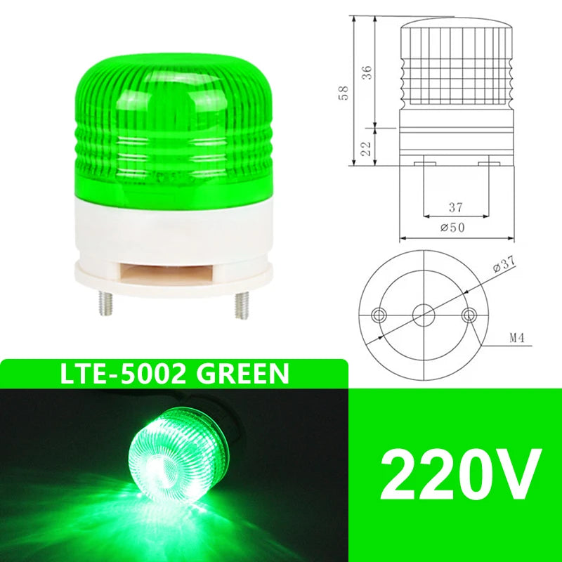LTE-5002TJ LED Strobe Warning Light 12V 24V 220V Flashing Strobe Warning Light Axl 220V only GREEN