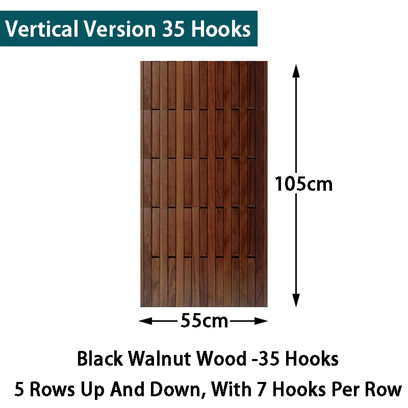 Solid Wood Wall-Mounted Coat Rack – Piano Key Hook Design Wall-Mounted Coat Rack Axl Walnut 55X105CM
