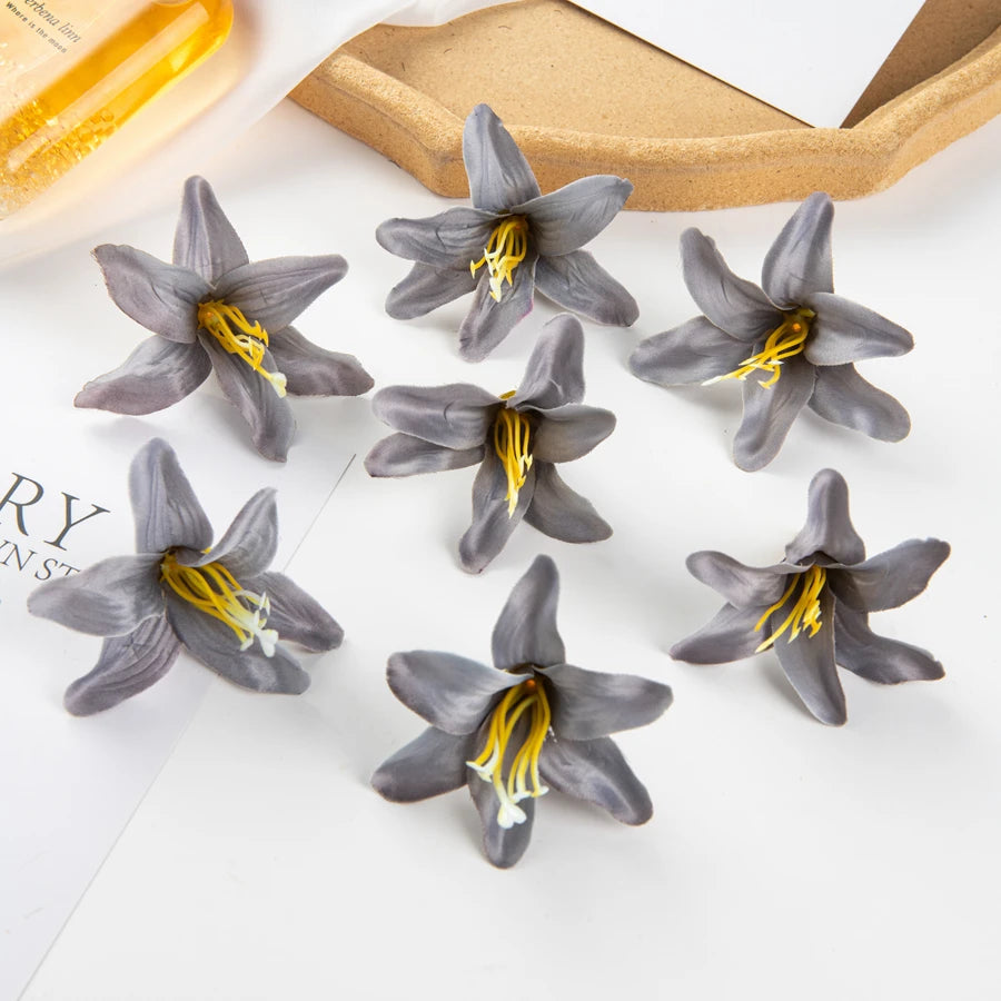 Silk Lily Artificial Flowers 10/20 Pcs – Wedding & Home Decor Artificial Silk Flowers Axl GRAY 10 pcs