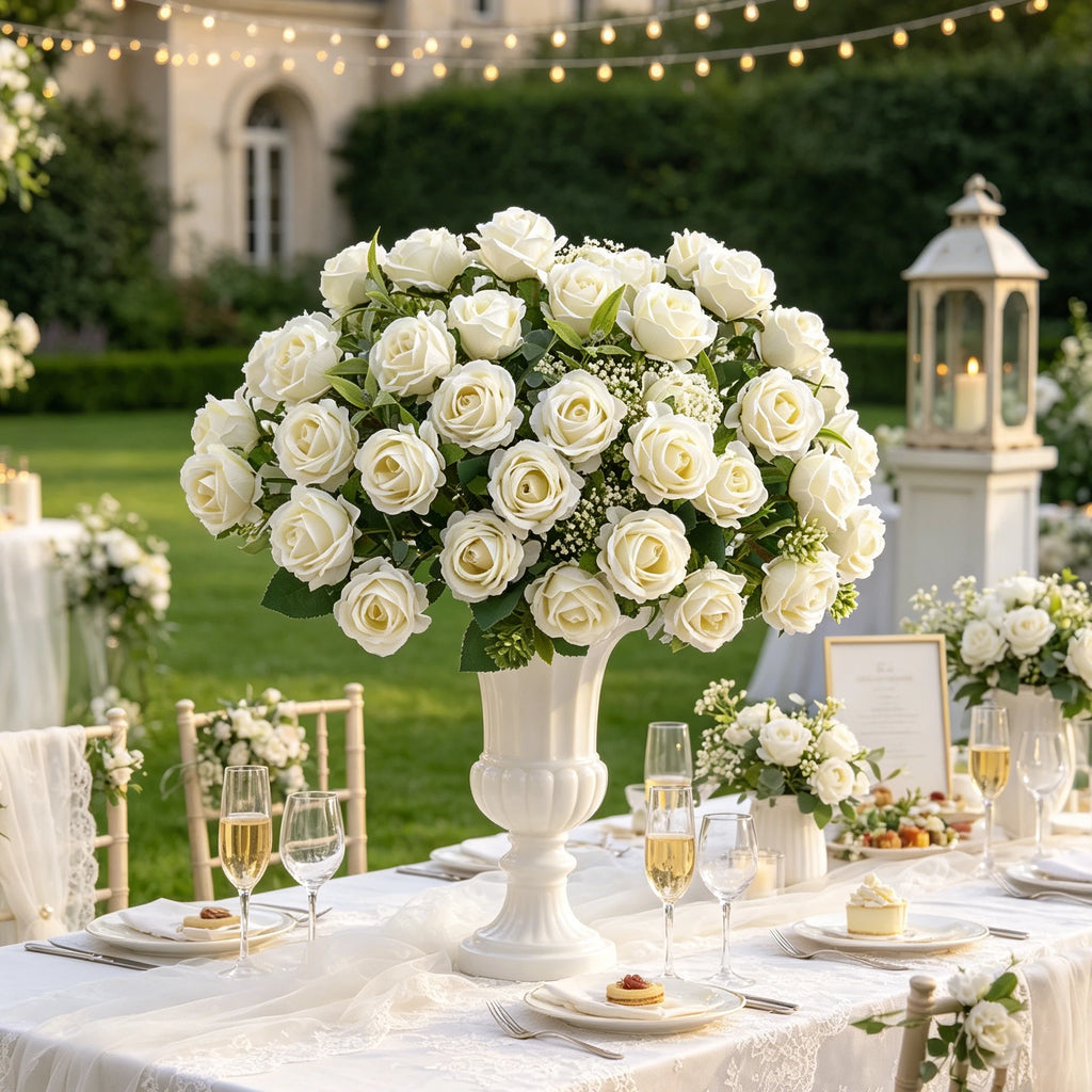 Silk Rose Artificial Flowers Bouquet – Wedding & Home Decor Artificial Silk Flowers Axl