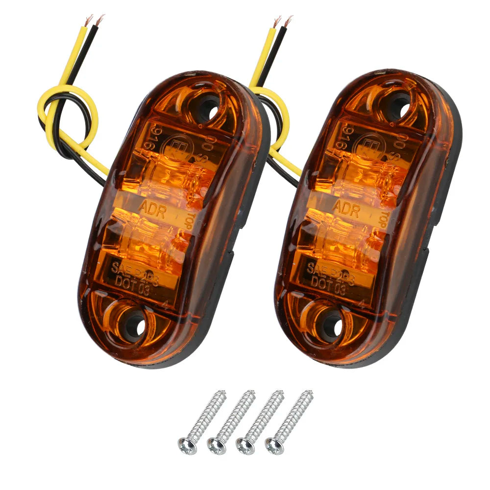 LED Side Marker Lights 12V–24V | Trailer Truck Caravan Pair LED Marker Lights Axl YELLOW